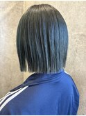【切りっぱなしボブ】【オリーブカラー】