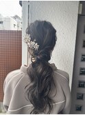 岡山ブライダルヘアメイクポニーテール