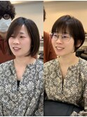 大人ショート白髪ぼかし脱白髪染めレイヤーショート絶壁解消下村
