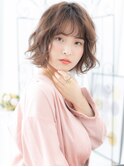 八潮/髪質改善/ベージュピンク×フェザーショートボブパーマl