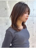 黒髪カタログ/オリーブグレー/小顔に見せるヘア/クラゲヘアー