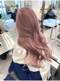 渋谷ブリーチカラーハッシュカットピンクベージュカラー韓国ヘア