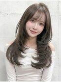 イメチェンヘアスタイル 、ピンクベージュ、前髪カタログ