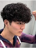 大分つよめスペインカールメンズカットラウンドマッシュショート