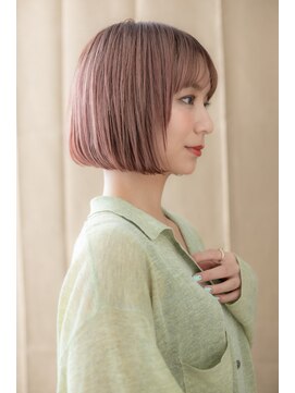 カバーヘア イヴ 戸頭店(COVER HAIR EVE) ■外国人風ミルクティーピンク前下がりボブ309戸頭20代30代40代