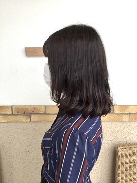 トップヘアー 本店(TOP HAIR) 重めミディアムゆるウェーブスタイル/アッシュブラック