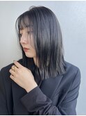 プツッとロングボブ/暗髪グレージュ/黒髪/10代.20代.30代.air