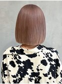ピンクベージュボブ_チェリーブラウンフェミニンロング_ba400583