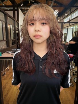 ダスティ穂高店 ルーツカラー レッドブラウン×ベージュ