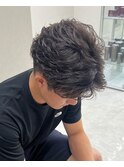 フェザーパーマサーフカール刈り上げセンターパート