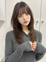 ユーフォリア 青山(Euphoria)&nbsp;透明感カラー姫カットワンホンレイヤー韓国風パーマグレージュ☆