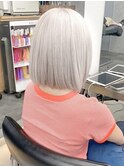 透明感ブリーチダブルカラー/切りっぱなしハイトーンボブ/新宿