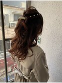ゆる編みハーフアップ