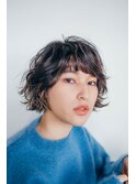 セミウェットウェーブ/斜めバング/春パーマ