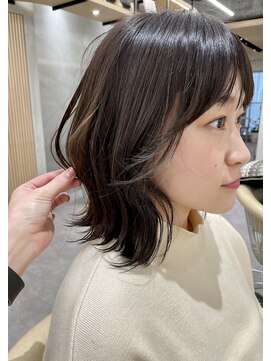 ロンドプロフィール 浦和(Lond profil) ミディアムヘアショコラベージュボブルフベビーバングカール