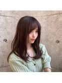 コテ巻きワンカール/柔らかカラー/ミディアムロング/小顔ヘア