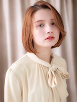 カバーヘア ブリス 川口(COVER HAIR bliss) アプリコットオレンジ艶感ストレートかきあげボブY川口10代20代
