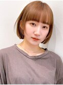 Say.ショートボブチェリーブラウン地毛風ストレートミニボブ青山
