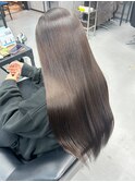グレージュ 高濃度水素縮毛矯正 髪質改善 ロング