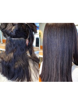 思わず触れてみたくなるような滑らかな仕上がり。上質な手触りのナチュラルストレートはお任せください！