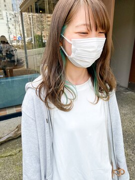 ブルー(BLUE) #BLUE グリーンインナー×ベージュ