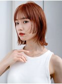 ◯ぱっつん前髪流し前髪鎖骨ミディアムボブ耳かけボブパーマ小顔