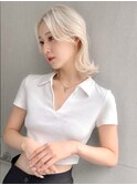 ハイライト/ホワイトブロンド/くすみベージュ/韓国風巻き★40