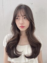 ビーチ(BEACH) 黒髪/レイヤーカット/韓国ヘア/小顔/前髪長め/オリーブグレー