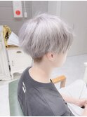 ツーブロックマッシュショート/アッシュシルバー