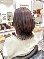 ヘアアンドメイク 心座(hair&make)&nbsp;大人外ハネレイヤーボブ×艶ブラウン