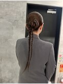 ヘアアレンジ/ヘアセット/編み下ろしアレンジ/リボンアレンジ