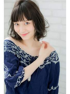 ローマ ギンザ(ROMA Ginza) 『ROMA』黒髪×ベビーバング×デジタルパーマ 大人ふわミディ