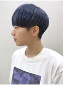 【LA PENSEE】マニッシュエッジショート ネイビー くすみブルー