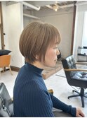 白髪ぼかし×ミルクティーベージュ×スッキリショート