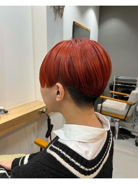 ドットエフ(.f) ブリーチ1回/レッドブラウン/刈り上げ/ハンサムショート