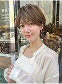 30代、40代/丸みくびれショートボブ×白髪染めハイライト/大宮