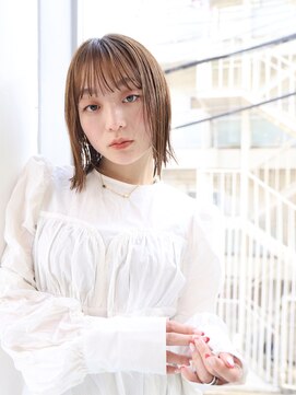 エムスラッシュ たまプラーザ(M.SLASH) ぱっつん前髪/透け感/細めハイライト/ウェットヘア/たまプラーザ