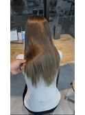 美髪シアーカラー髪質改善レイヤーカット切りっぱなしボブ