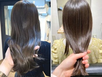 esu西梅田/髪質改善/韓国/ダブルカラー/イルミナカラー/顔周りカット【エス】の写真/【西梅田】日本人の７割がくせ毛!? うねった髪は垢抜けて見えない。そんな悩みを解消するストレートケア！