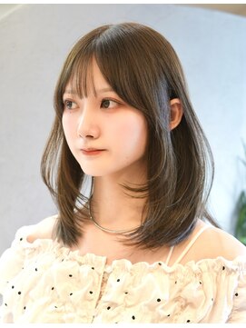 ルル 表参道(lulu.) 結べるミディアムレイヤー/韓国風ミディアムウルフ/ミントカラー
