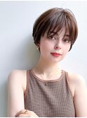 大人ショートヘア 前髪あり 丸顔面長エラ張りハチ張り K0828