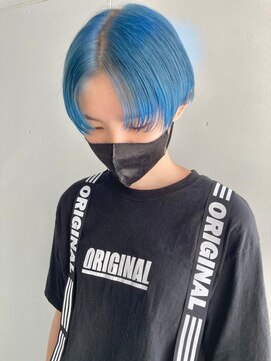 ソーコ 渋谷(SOCO) ブルーカラーダブルカラーケアブリーチインナーカラーハイライト