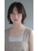 切っぱなしボブ/レイヤーボブ/ハンサムバング/ダークブラウン
