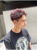 ワインレッド×メンズショート