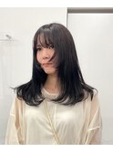 ワンカール20代30代40代◎こなれミディ薄めバング