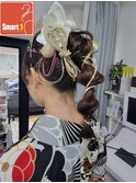 玉ねぎヘア水引アレンジ