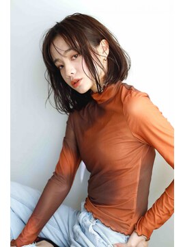 ムウ 難波(MOU) ボブクールショート前髪イメチェンピンクベージュ30代40代50代