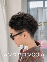 コア(CO:A) スパイキーパーマ メンズショート造作ツーブロック眉毛メンズ