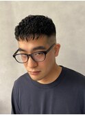 刈り上げツーブロック×ナチュラルパーマスタイル【新大阪】