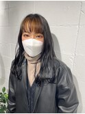インナー前髪/シースルーバング/黒髪/20代30代
